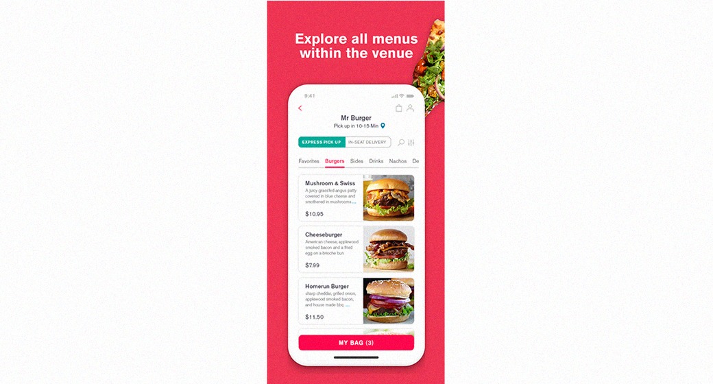 In-seat food delivery mobile app for live events in the US by PowerGate Software